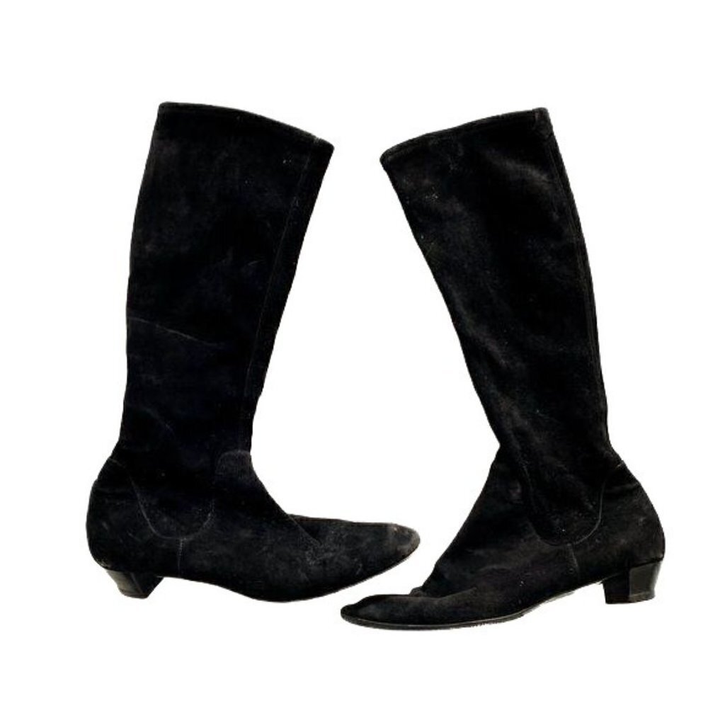 Sergio Rossi Black Stretch Suede Boots, Size EU39 - Picture 2 of 13